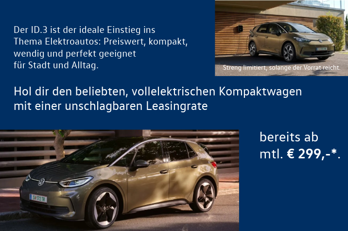 Elekromobilität ID, ID.3, €299,- Leasingrate