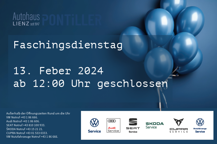 Faschingsdienstag 13.2.2024 Nachmittag geschlossen